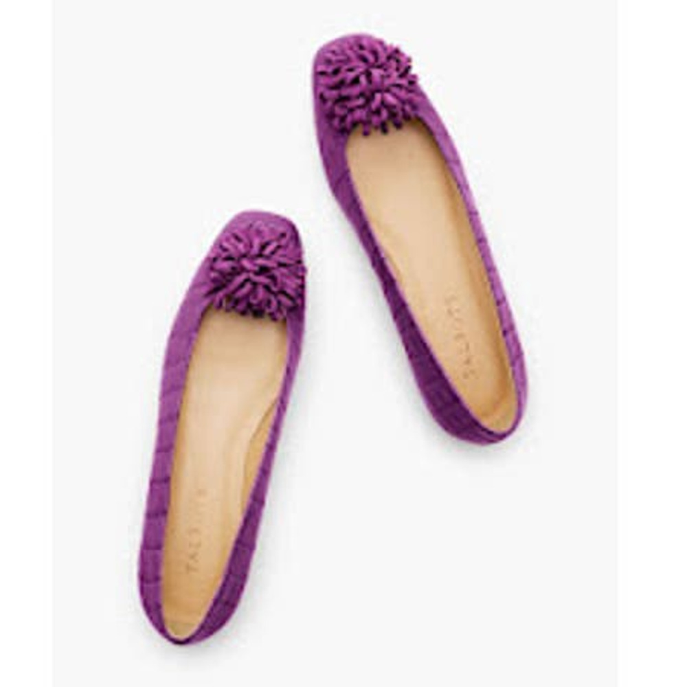 Talbots purple stella pop pom slip on patent leather ballet flats womens size 7